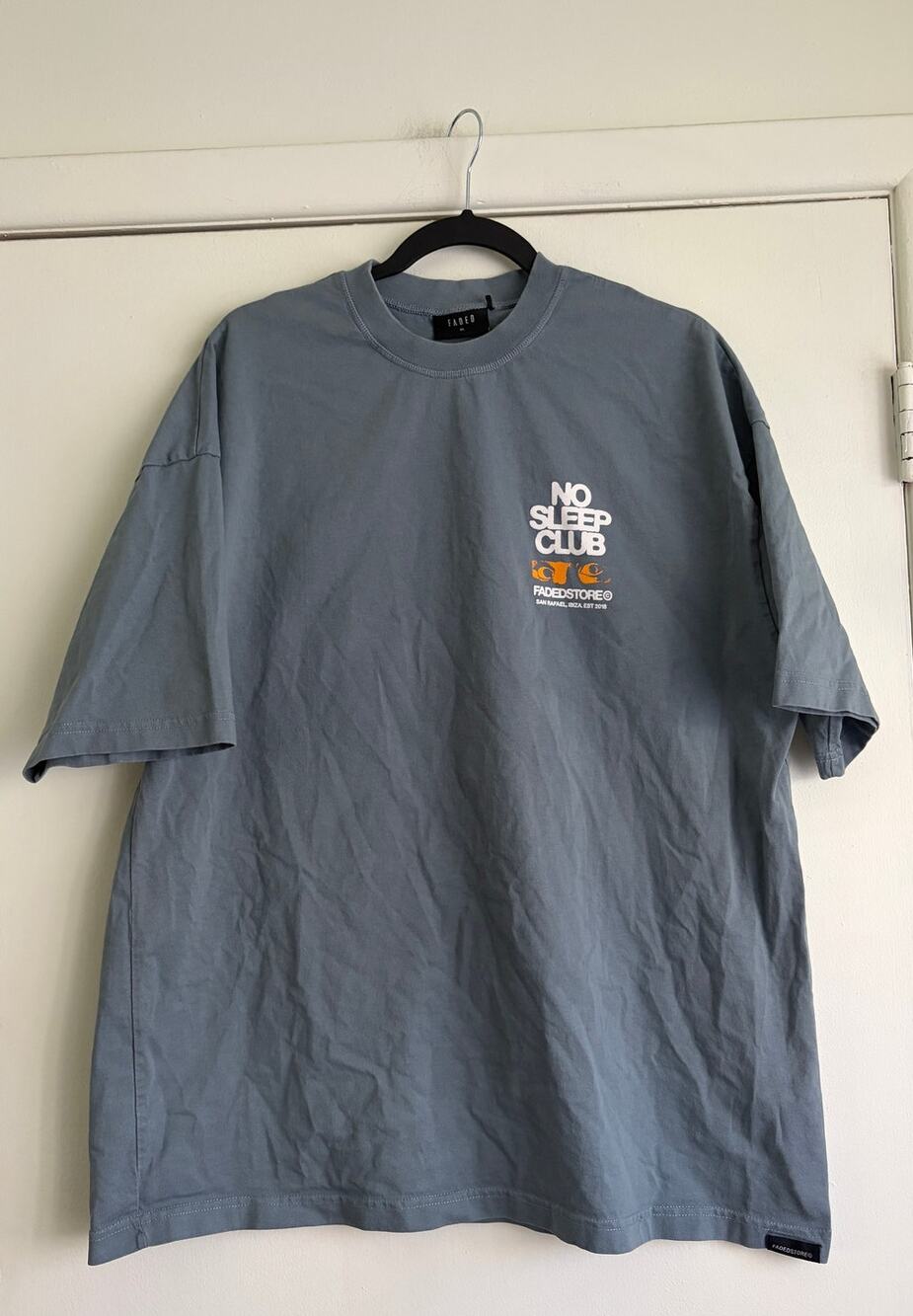 FADED No Sleep Club Shirt XL Gray Ibiza Graphic Oversized Streetwear T-Shirt